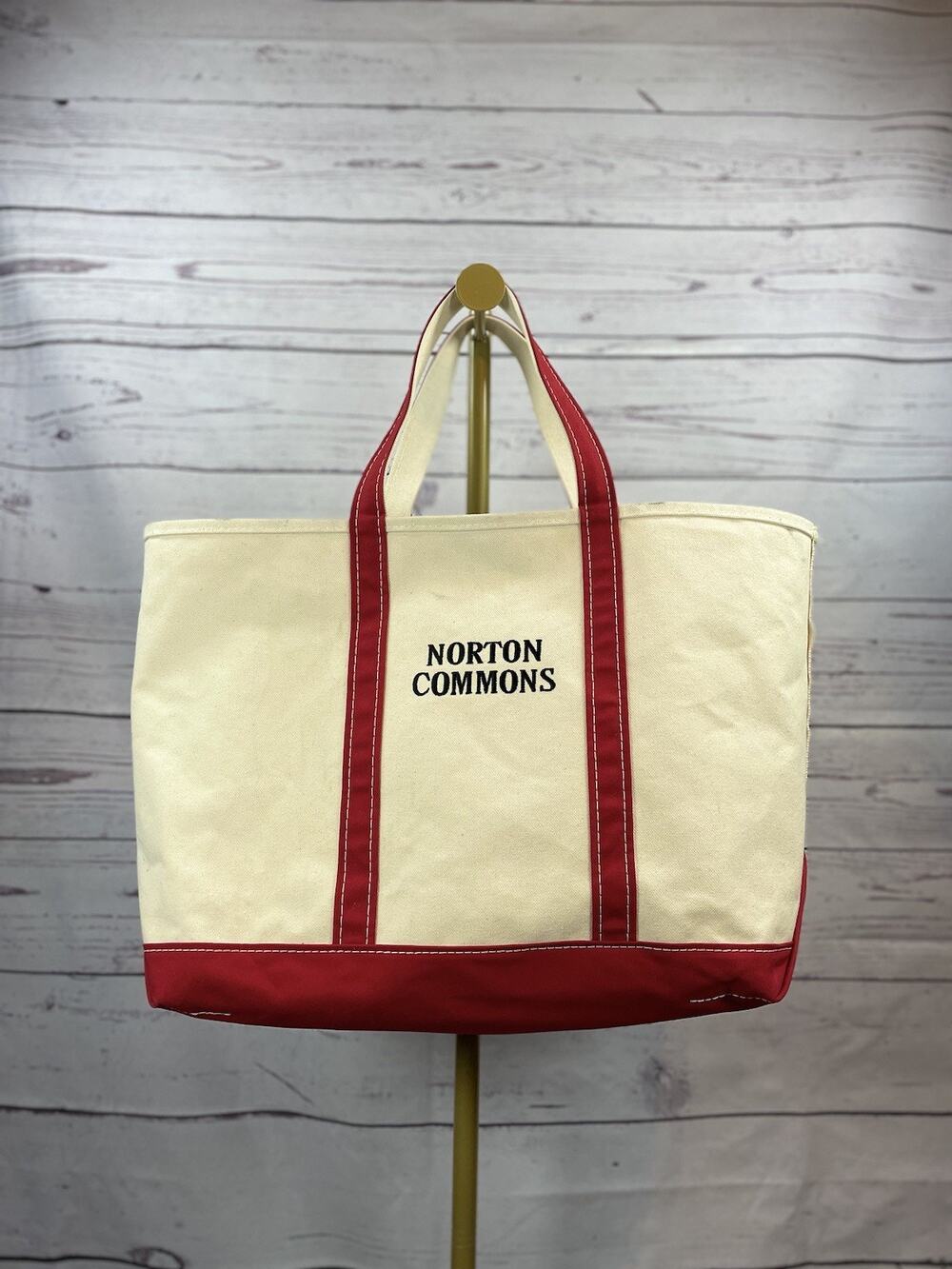 L.L.Bean Boat and Tote Canvas Tote Bag Red Open Top